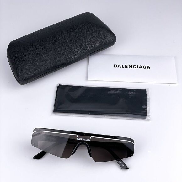 NEW Balenciaga BB0003S 001 Extreme Black Gray Irregular Unisex Sunglasses - Picture 9 of 11
